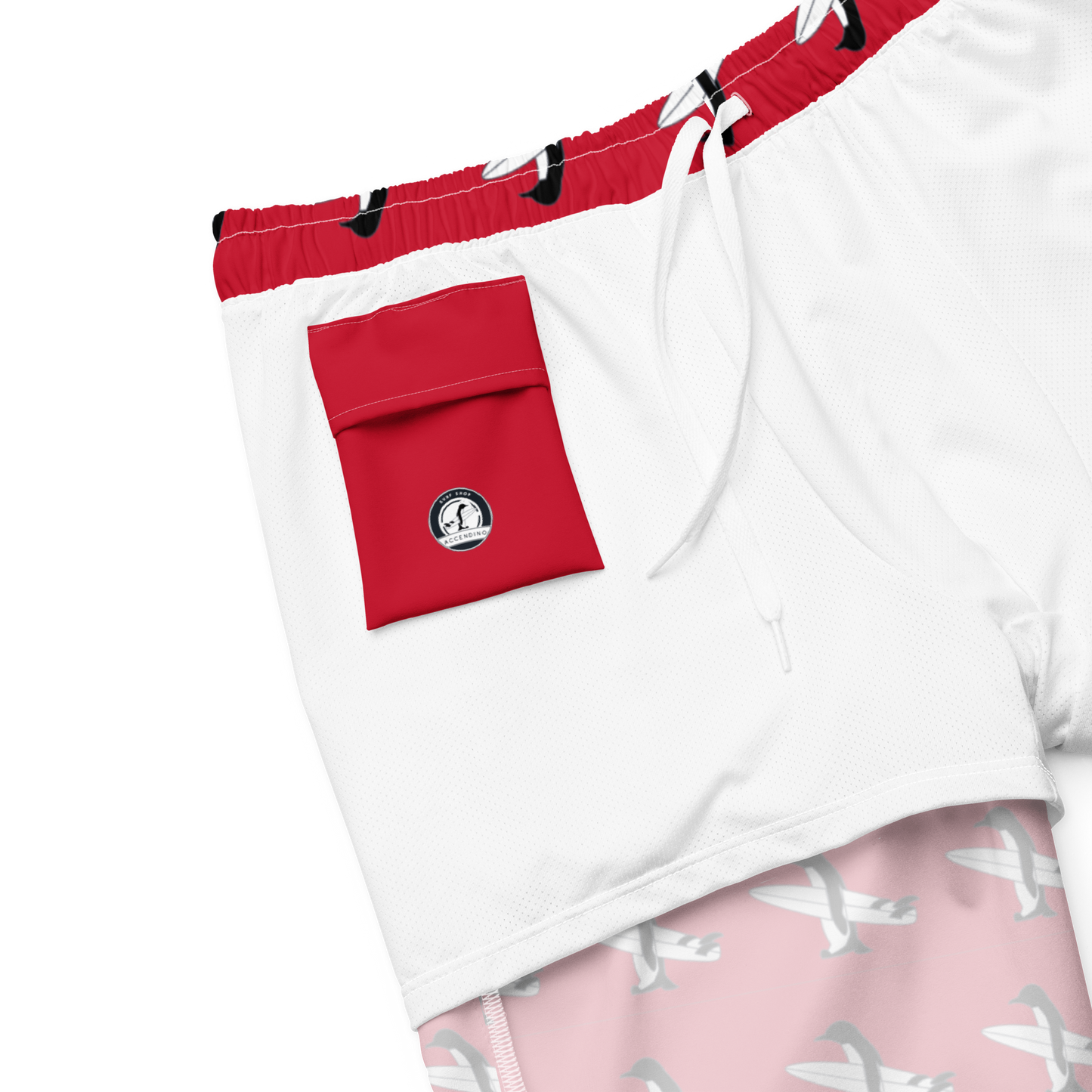 Penguin Red Swim Trunks